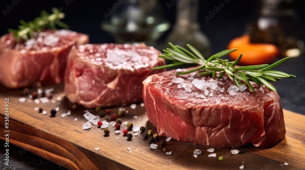 Raw Steak with Rosemary and Salt Raw Steak with Rosemary and Salt