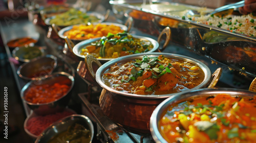 Bright and colorful Indian dishes under natural, beautiful lighting