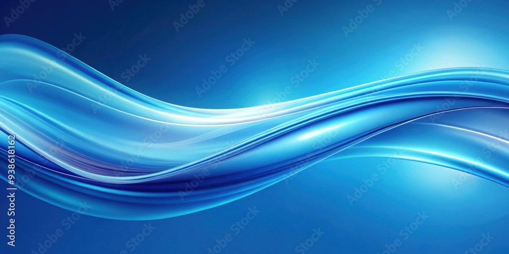 Fototapeta premium Abstract blue wave background with a smooth gradient flow, blue, wave, abstract, background, texture, flowing, soft, gradient