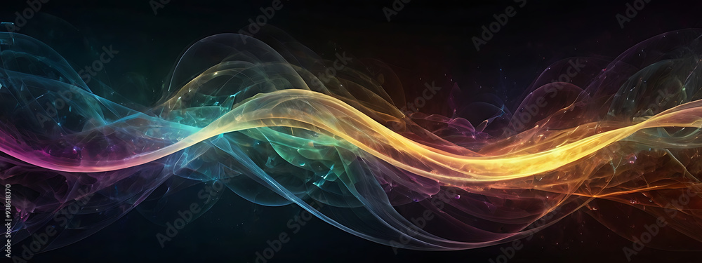 Fototapeta premium An abstract digital illustration representing the flow of time, with swirling vortexes of light and dark colors blending seamlessly on a plain background with ample copy space.