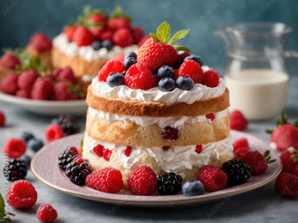 freshly made strawberry cake kept on table freshly made strawberry cake kept on table