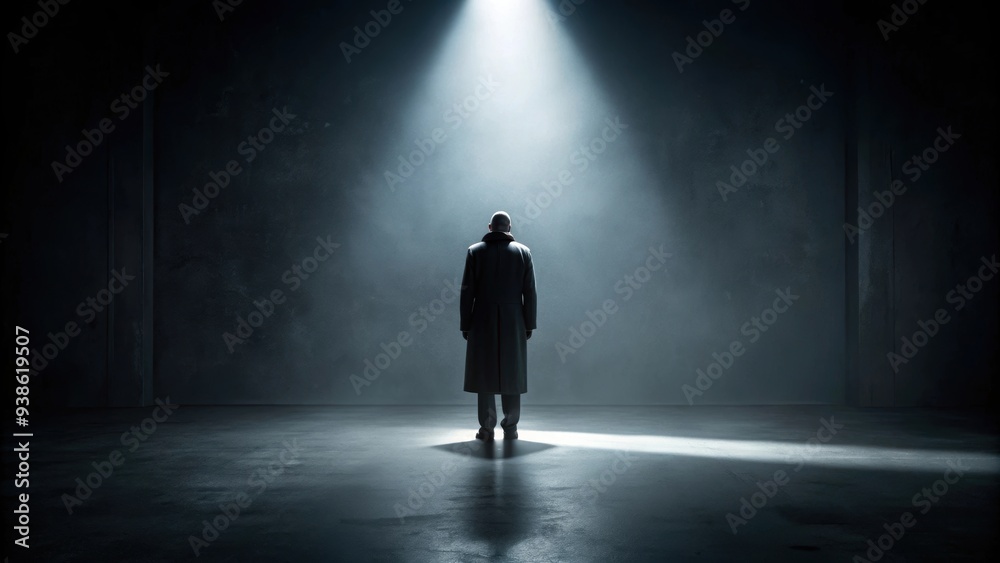 Dark noir studio featuring a mysterious figure in shadow , mystery, suspense, crime, thriller, detective, silhouette Dark noir studio featuring a mysterious figure in shadow , mystery, suspense, crime, thriller, detective, silhouette