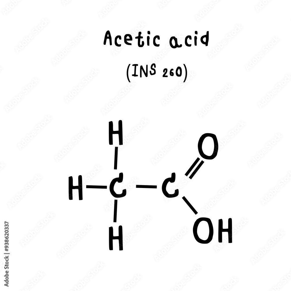 chemical structure of Acetic acid illustration chemical structure of Acetic acid illustration