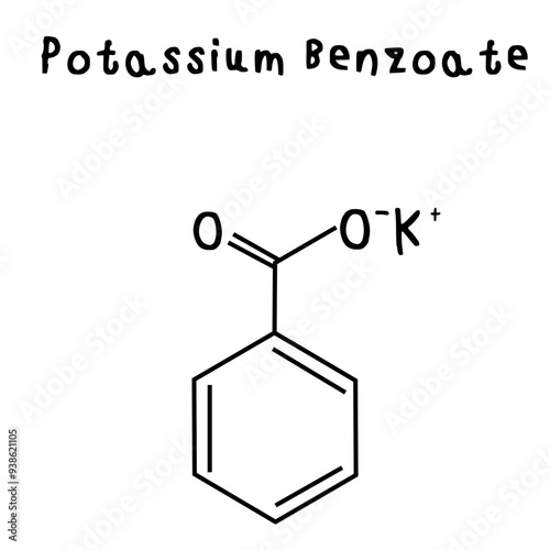 chemical structure of potassium benzoate illustration