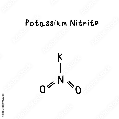 chemical structure of Potassium Nitrite illustration