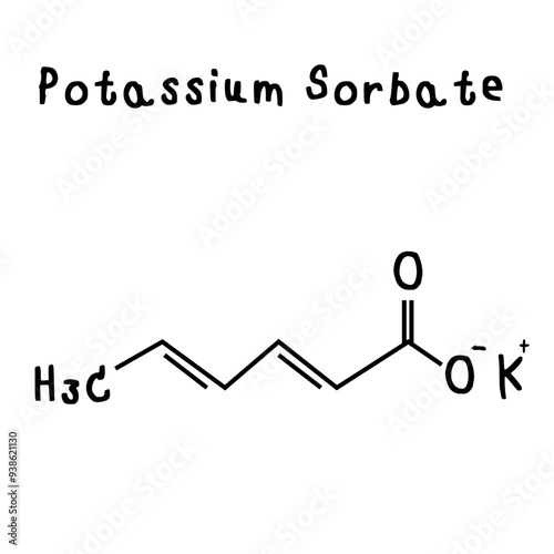 chemical structure of potassium sorbate illustration