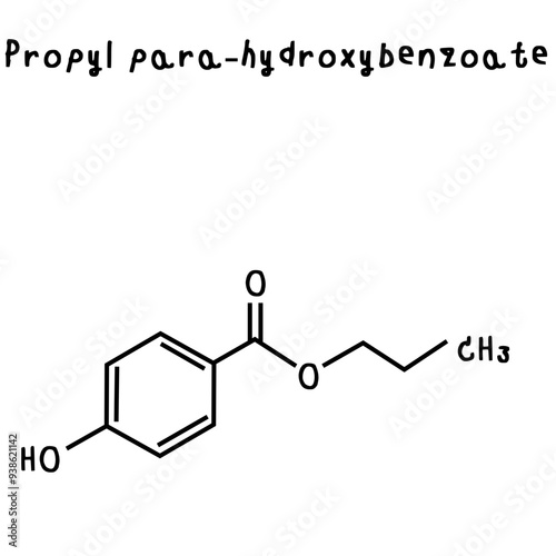 chemical structure of Propyl para-hydroxybenzoate illustration photo