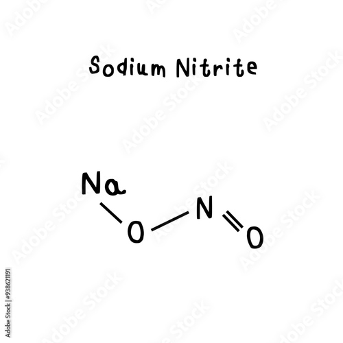 chemical structure of Sodium Nitrite illustration