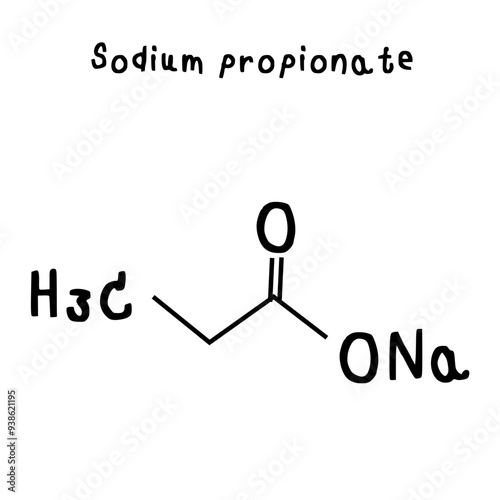 chemical structure of Sodium propionate illustration photo