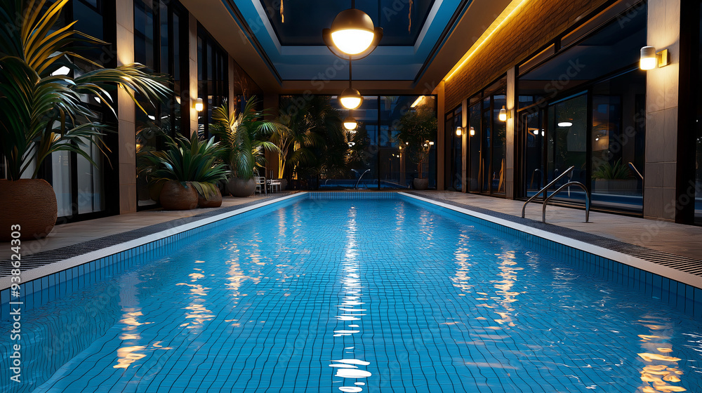 A casual hotel swimming pool with security staff on duty A casual hotel swimming pool with security staff on duty