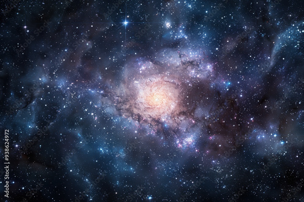 A Vibrant Spiral Galaxy Amidst a Starry Night Sky A Vibrant Spiral Galaxy Amidst a Starry Night Sky