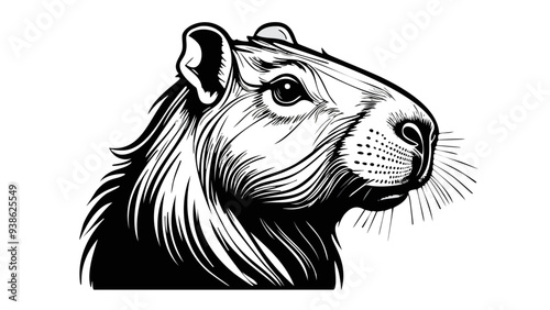 Capybara Head Sketch Style - Animal Face Portrait
