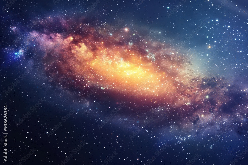 Fototapeta premium A vibrant nebula swirling in the vast cosmic expanse, illuminated by distant stars.