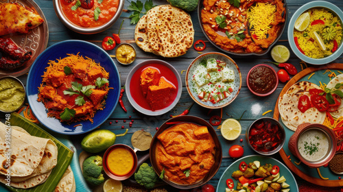 Delicious Indian dishes with vibrant colors and beautiful lighting