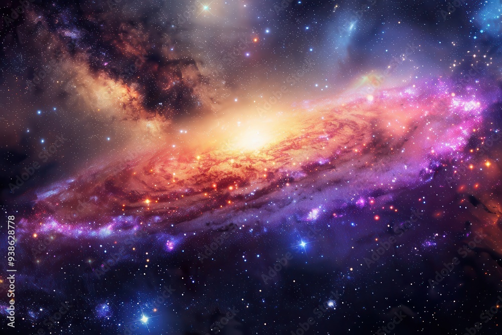 Fototapeta premium A Spiral Galaxy with Stars and Nebulas in Deep Space