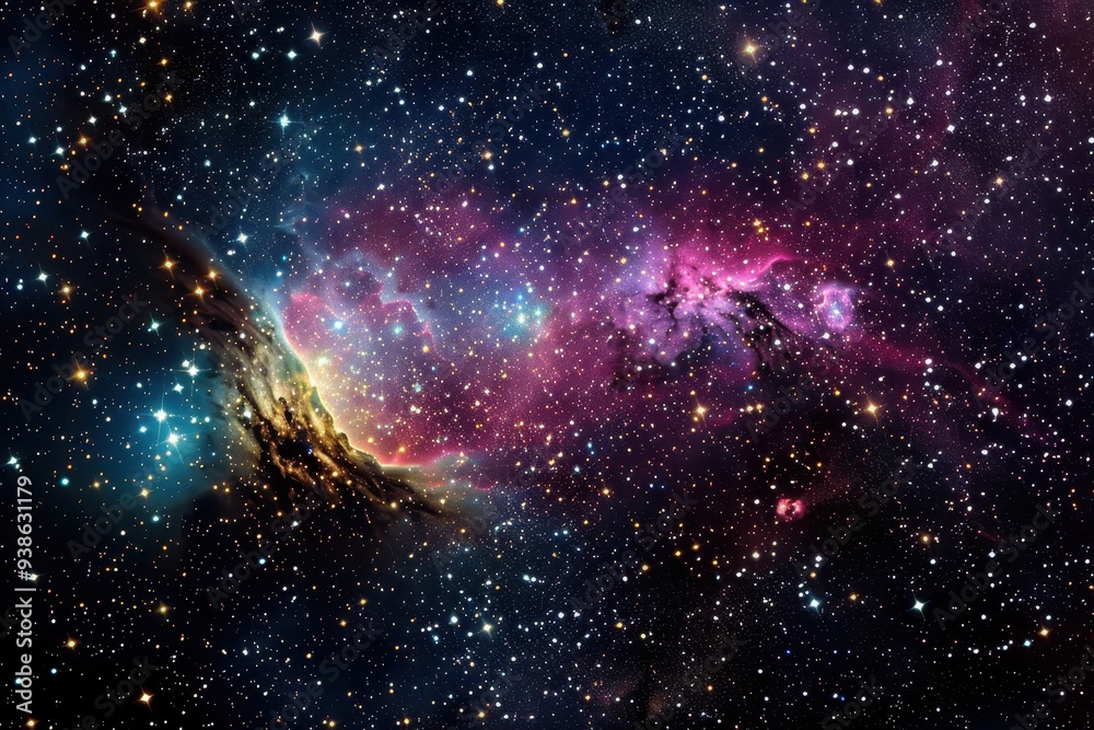Cosmic Nebula with Stars and Dust Clouds