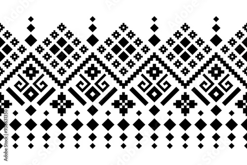 Nature vintages cross stitch traditional ethnic pattern paisley flower Ikat background abstract Aztec African Indonesian Indian seamless pattern for fabric print cloth dress carpet curtains and sarong