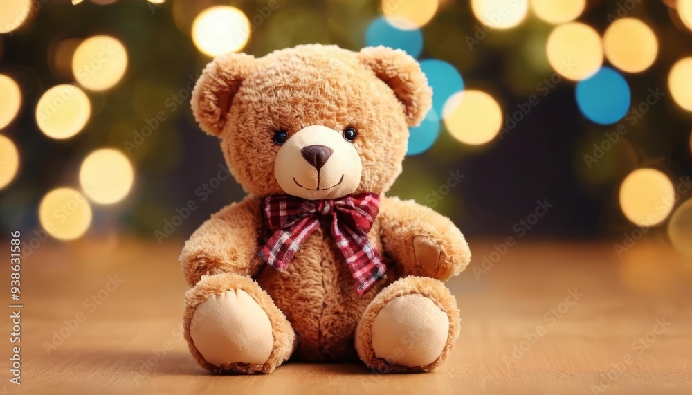 Cute teddy bear with a festive bow perfect for holiday cheer Cute teddy bear with a festive bow perfect for holiday cheer