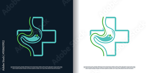 Stomach logo design with creative concept premium vector