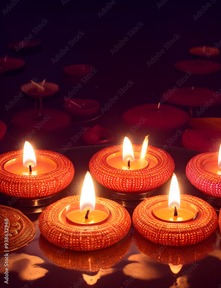 Diwali festival of lights tradition Diya oil lamps against dark background Diwali festival of lights tradition Diya oil lamps against dark background