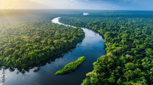 Amazon River: A Majestic Aerial View of the Rainforest's Waterway