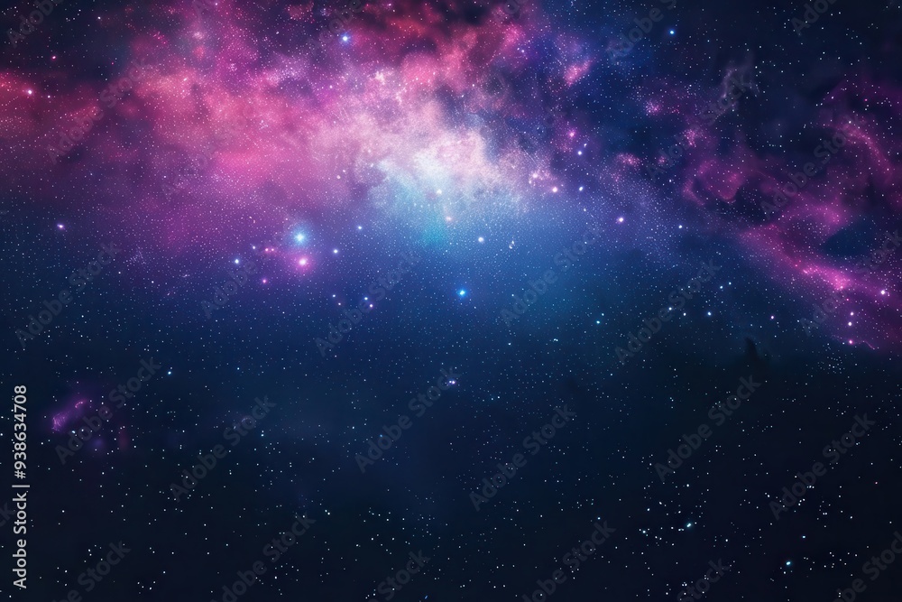 Naklejka premium A vibrant pink and blue nebula with scattered stars