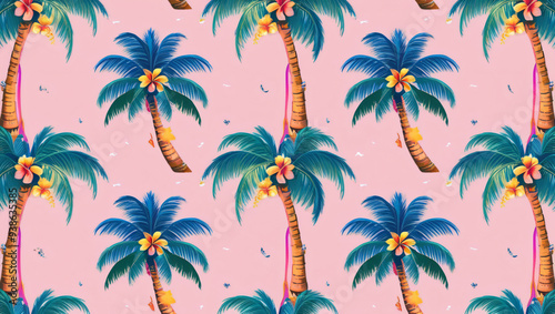 palm trees seamless pattern, tropical nature