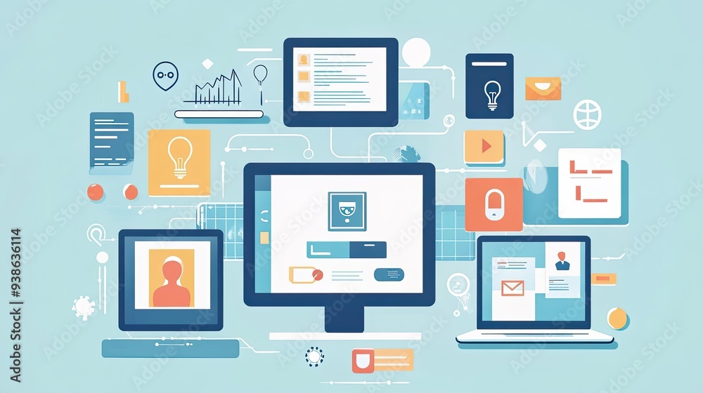 A flat lay of a digital identity verification process, with copy space available.