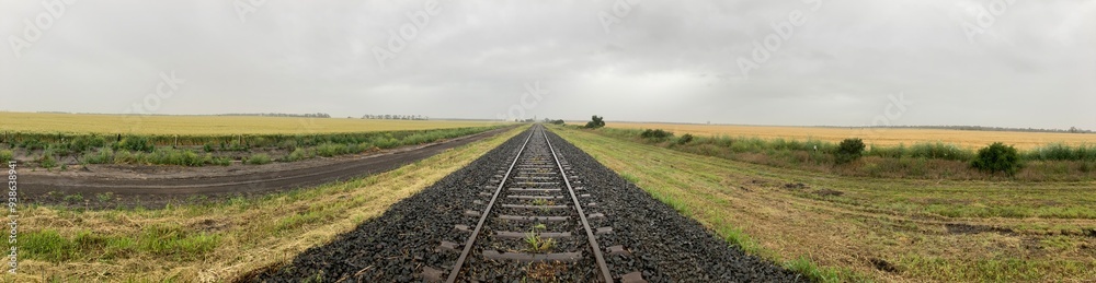 railway track through wheat crops railway track through wheat crops