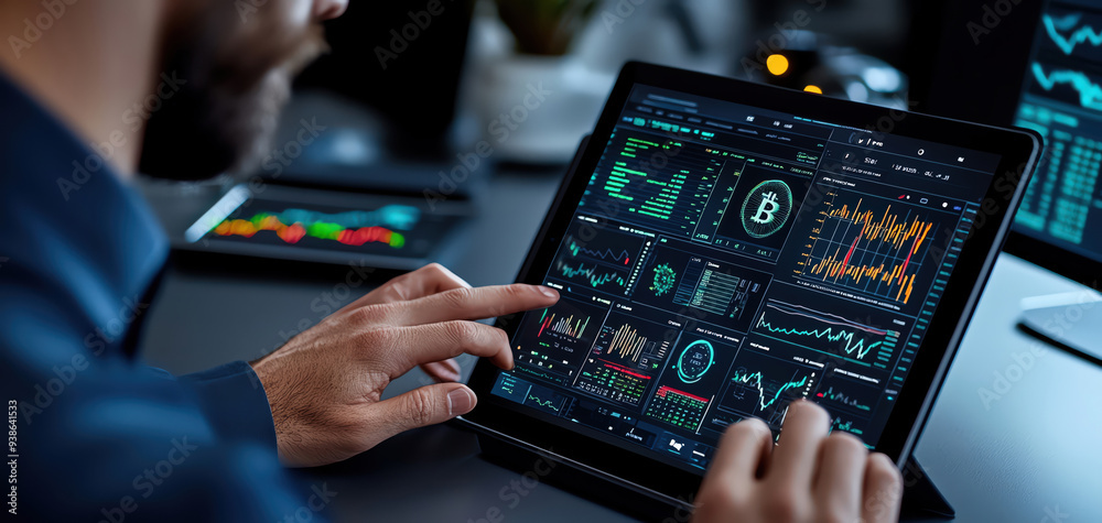 A person analyzing digital data on a tablet, showcasing advanced analytics and cryptocurrency trends for finance enthusiasts. A person analyzing digital data on a tablet, showcasing advanced analytics and cryptocurrency trends for finance enthusiasts.