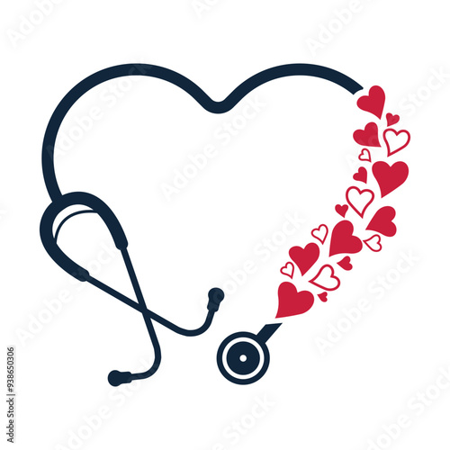 Stethoscope With Heart Shape Vector, Medical Stethoscope Heart Shape Vector, Stethoscope  Vector, Health Stethoscope Icon, Medical tools Vector, Stethoscope typography, Doctor, Nurse, Doctor, Health