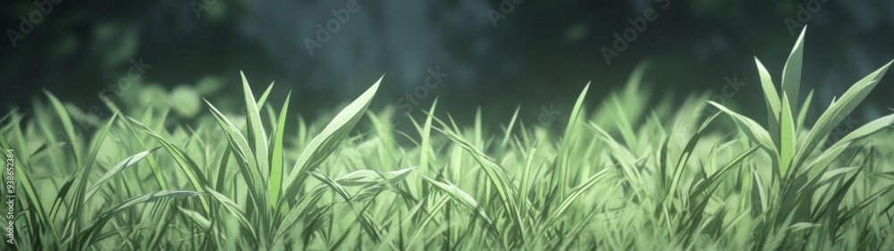Obraz premium Lush Green Grass Textures, seamless textures of vibrant grass fields in various shades of green, perfect for crafting serene outdoor scenes with a minimalist aesthetic and ample negative space