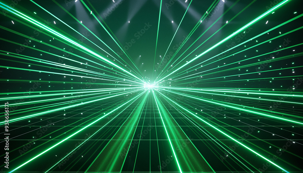 Fototapeta premium Green lines in a black background 