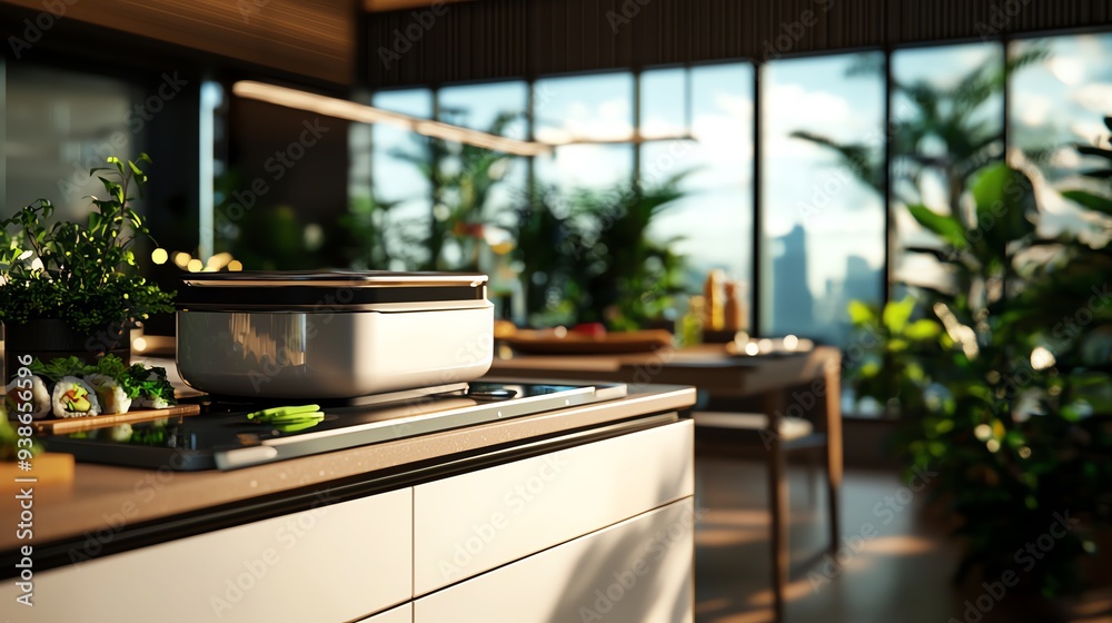 A modern Japanese family in a hightech kitchen, preparing traditional sushi with robotic assistants, blending culture and innovation, 3D , bright and clean design A modern Japanese family in a hightech kitchen, preparing traditional sushi with robotic assistants, blending culture and innovation, 3D , bright and clean design