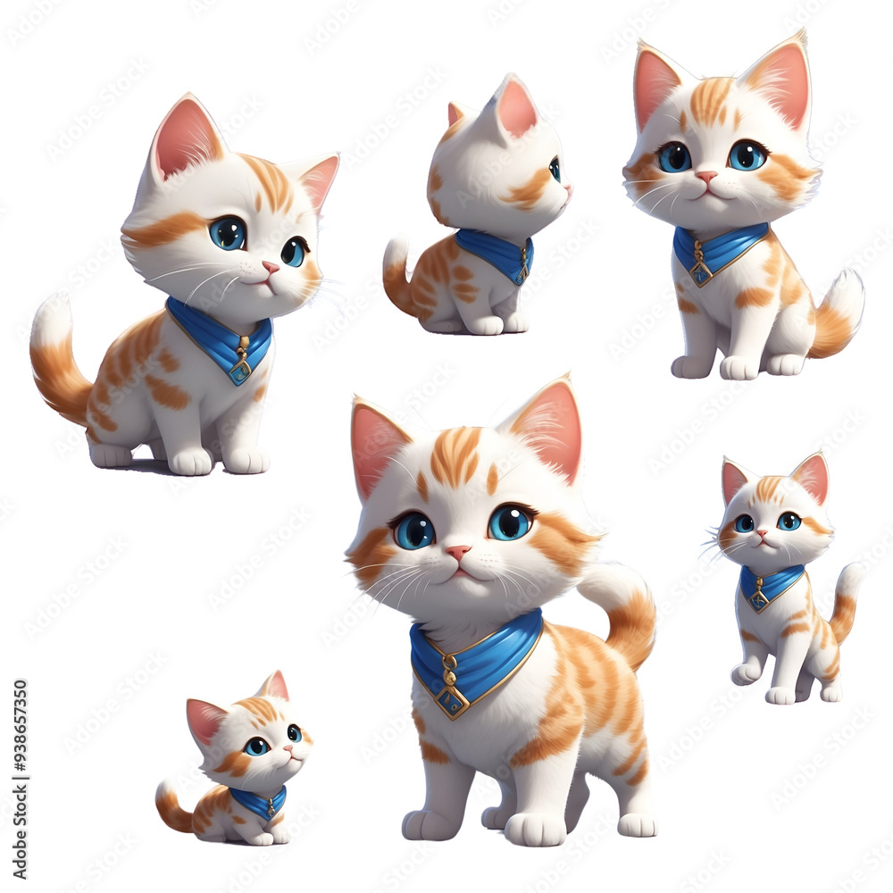 Cute little cat with white and orange stripes. Cute little cat with white and orange stripes.