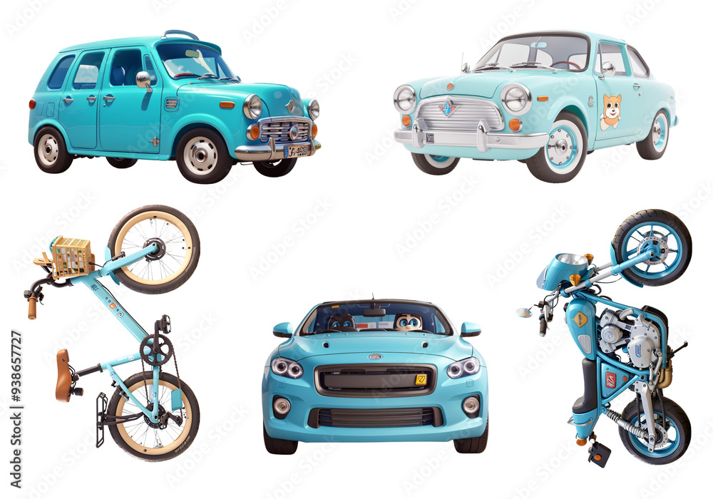 Fototapeta premium Various types of vehicles used in everyday life