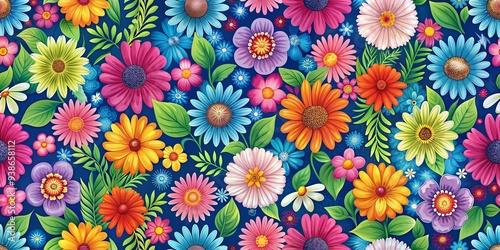 Seamless floral pattern with colorful flowers on a continuous background, floral, seamless, pattern, background, seamless pattern