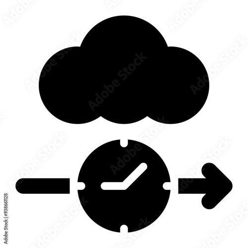 cloud, cloud based, time tracking, real time, scheduling, cloud computing, cloud automation solid or glyph icon