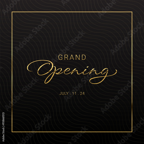 Grand Opening Golden Banner , Black and Gold typography text placard poster premium and Luxury minimal vector design for Jewelry shop or online store website for invitation
