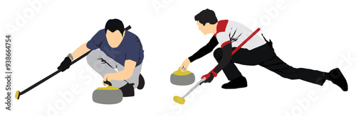 winter sports curling sports player full isolated curler