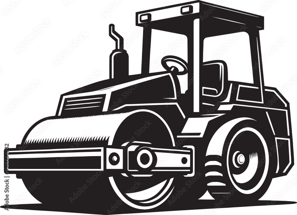 Naklejka premium Road construction Road Roller silhouette vector illustration isolated on a white background