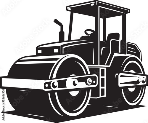 Road construction Road Roller silhouette vector illustration isolated on a white background