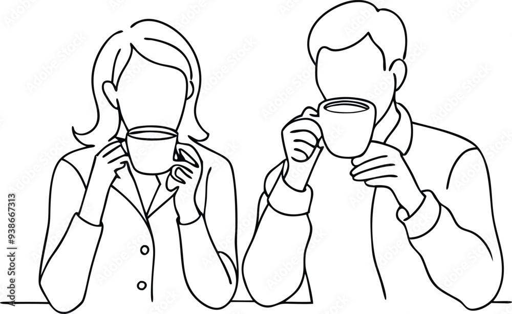 people eating coffe line art illustration black and white people eating coffe line art illustration black and white