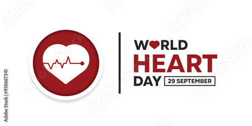 World Heart Day. Heart beat. Great for cards, banners, posters, social media and more. White background.