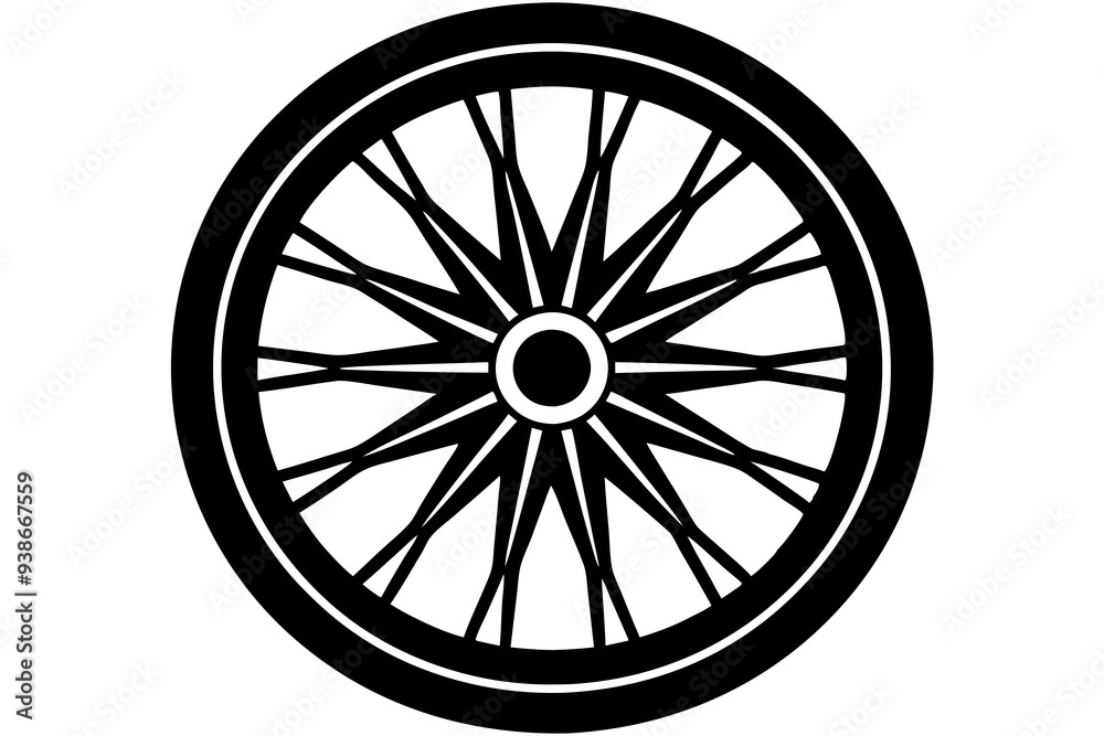 Fototapeta premium wagon wheel icon, wheel vector silhouette