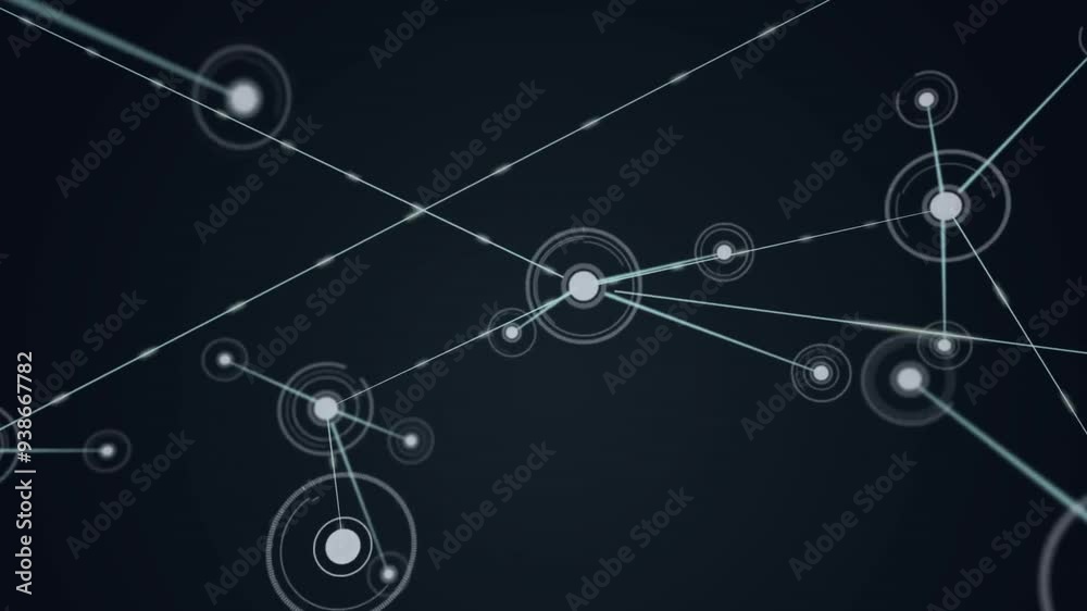 Network of connections and data processing animation over dark background Network of connections and data processing animation over dark background