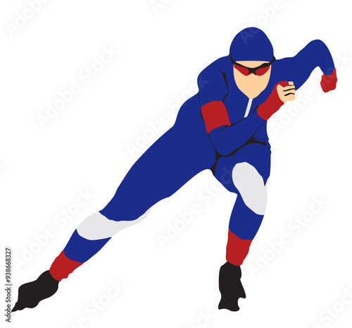winter sports short track  speed skating skater full isolated