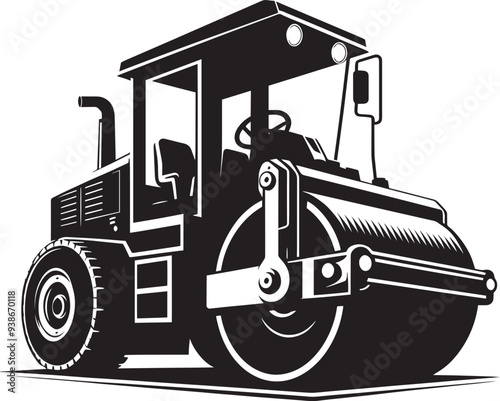 Road construction Road Roller silhouette vector illustration isolated on a white background