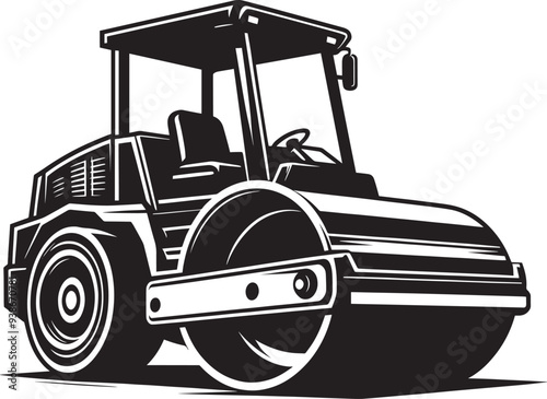 Road construction Road Roller silhouette vector illustration isolated on a white background