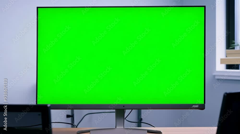 Professional Office with Green Screen Computer: Isolated Digital Mockup Display Professional Office with Green Screen Computer: Isolated Digital Mockup Display